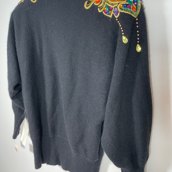 VTG EREZ Sport Bejeweled Black Lambswool Angora Sweater NEW Size M - Picture 5 of 11